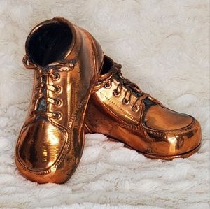 1961 Bronze Copper Clad Vintage Baby Shoes dated on soles Art or Display